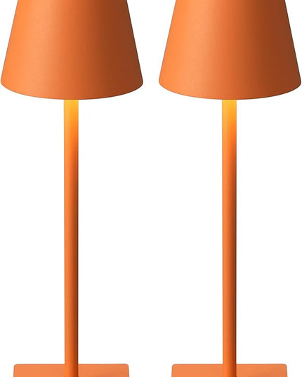 KDG 2 Pack Cordless Table Lamp,Portable LED Desk Lamp, 5000mAh Battery Operated, 3 Color Stepless Dimming Up, for Restaurant/Bedroom/Bars/Outdoor Party/Camping/Coffee Shop Night Light(Orange) - LeafyLoom