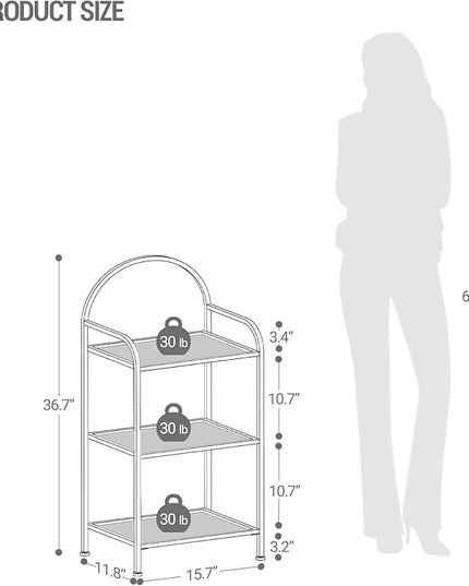 Bookcase Bookshelf, Tempered Glass Bookshelves, Slim Shelving Unit for Bedroom, Bathroom, Home Office, Steel Frame, 3 Tier Black BC10301B - LeafyLoom