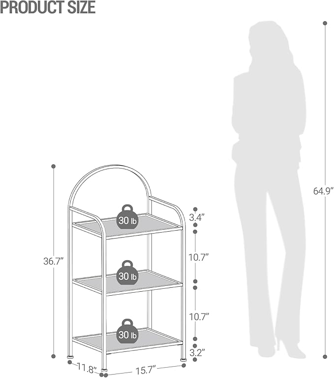 Bookcase Bookshelf, Tempered Glass Bookshelves, Slim Shelving Unit for Bedroom, Bathroom, Home Office, Steel Frame, 3 Tier Black BC10301B - LeafyLoom