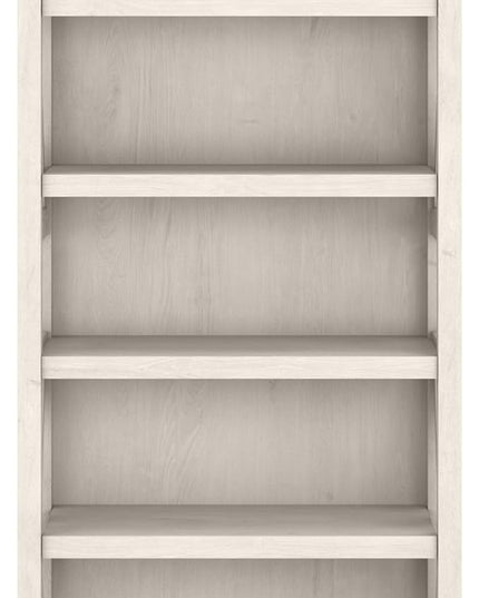 Bush Furniture Key West 2 Lateral File Cabinet | Document Storage & Key West Bookcase Shelf in Linen White Oak | Farmhouse Bookshelf Display Cabinet - LeafyLoom