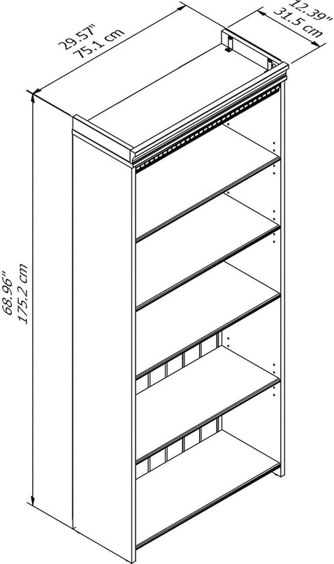Bush WC53565-03 Fairview 5-Shelf 69-Inch H Bookcase, Cape Cod Gray - LeafyLoom