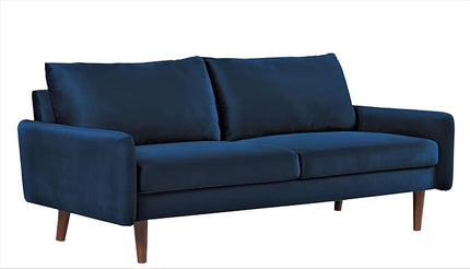 US Pride Furniture Kent Modern Velvet Sofa, Comfortable 3 Seater Couch for Living Rooms and Small Spaces, Ideal Studio Apartment Furniture with Sleek Design, Dark Blue - LeafyLoom