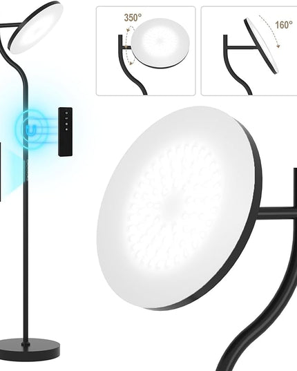 PESRAE 36W/3600LM LED Torchiere Super Bright Standing Lamp for Living Room, Rotatable Tall Lamp with Remote Control, Stepless Color Temperatures and Dimming Floor Lamps for Bedroom Office - LeafyLoom