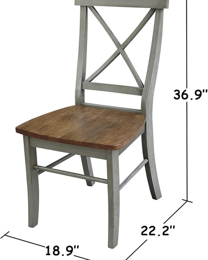 International Concepts X-Back, Set of 2 Chair, Distressed Hickory/Stone - LeafyLoom