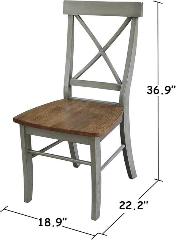 International Concepts X-Back, Set of 2 Chair, Distressed Hickory/Stone - LeafyLoom