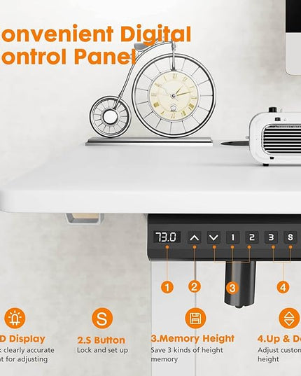 NicBex Home Office Desk 55" x 23" Electric Height Adjustable Standing Desk Computer Desk Office Desk, Sit to Stand Ergonomic Computer Desk Adjustable Desk, White - LeafyLoom