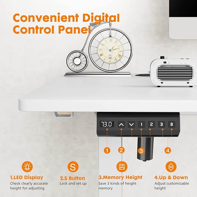 NicBex Home Office Desk 55" x 23" Electric Height Adjustable Standing Desk Computer Desk Office Desk, Sit to Stand Ergonomic Computer Desk Adjustable Desk, White - LeafyLoom