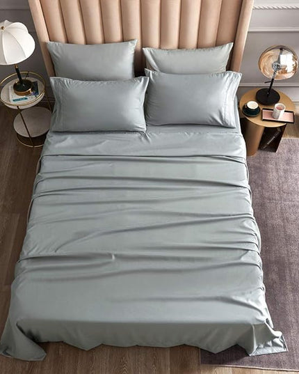 Bed Sheet Set - Brushed Microfiber Bedding - Bedding Sheets & Pillowcases - Deep Pockets - Easy Fit - Breathable & Cooling Sheets - 4 Piece California King Light Gray - LeafyLoom