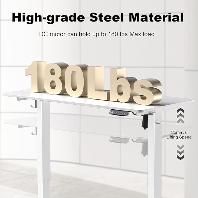 48 * 24 Inches Electric Standing Desk, Adjustable Height Sit Stand Up Desk with 3 Memory Presets, Motorized Home Office Computer Gaming Workstation Desk, White - LeafyLoom