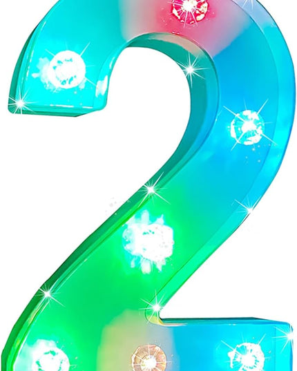 Decorative Led Light Up Number, Light Up Number Sign for Night Light Wedding Birthday Party Christmas Home Bar Decoration Number-(Number 2) - LeafyLoom
