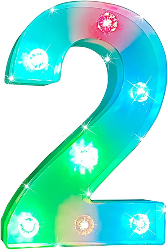 Decorative Led Light Up Number, Light Up Number Sign for Night Light Wedding Birthday Party Christmas Home Bar Decoration Number-(Number 2) - LeafyLoom
