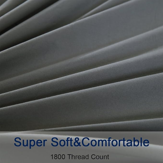 SONORO KATE Bed Sheet Set Super Soft Microfiber 1800 Thread Count Luxury Egyptian Sheets 18-Inch Deep Pocket，Wrinkle and Hypoallergenic-6 Piece (Dark Grey, Twin XL-6 Piece) - LeafyLoom