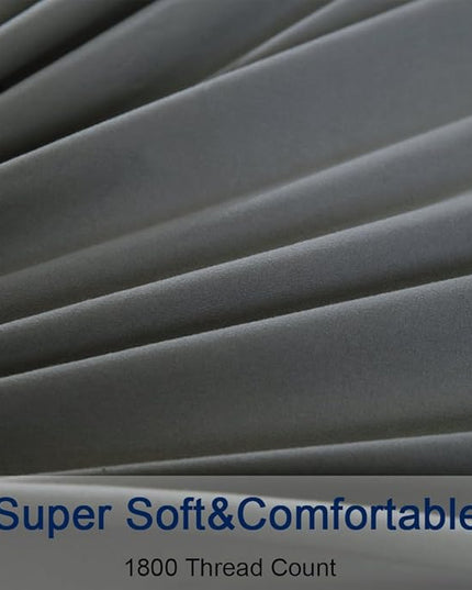 SONORO KATE Bed Sheet Set Super Soft Microfiber 1800 Thread Count Luxury Egyptian Sheets 18-Inch Deep Pocket，Wrinkle and Hypoallergenic-6 Piece (Dark Grey, King-6 Piece) - LeafyLoom