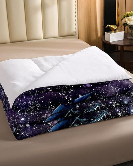 Erosebridal Dragon Bedding Set Purple Nebula Comforter Set King Size Mysterious Outer Space Duvet Set Trippy Bedding Set for Kids Boys Girls Teens Room Decor, Safari Wildlife Animals Quilt Set - LeafyLoom