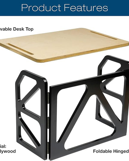EXCELLO GLOBAL PRODUCTS Stow Away Desk with 30" x 47" Writing Surface: Perfect for Apartments, Dorms, Small Spaces and Work from Home (Natural & Black Finish) - LeafyLoom