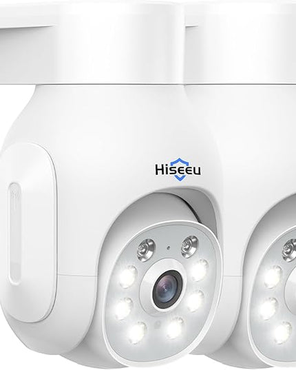 Hiseeu Wireless Camera Outdoor, 2.4G/5G 3MP WiFi Security Camera Color Night Vision, Pan&Tilt 360° View, Motion Detection, Siren/Motion/Light Alarm, IP66, Compatile NVR, No Monthly Fee Hiseeu