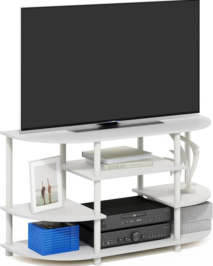 Furinno JAYA TV Entertainment Center, White/White - LeafyLoom