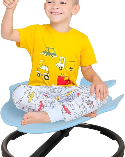 Kids Swivel Chair Sensory Toys Light Blue Non-Slip Metal Base Wobble Chair for Toddlers Sit and Spin with Autism Spin Sensory Chair Aged 3+ Improving Physical Coordination - LeafyLoom
