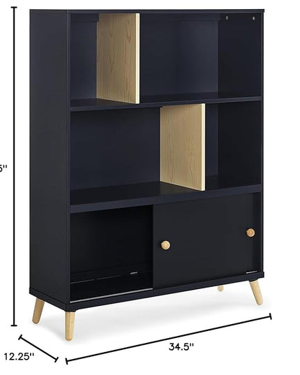 Delta Children Essex Bookcase - Greenguard Gold Certified, Black/Natural - LeafyLoom