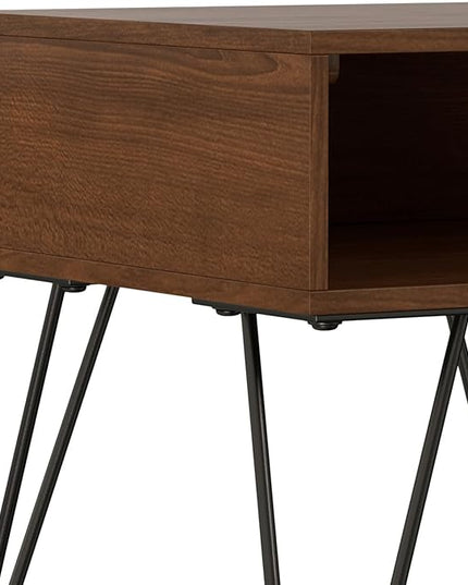 SIMPLIHOME Hunter End Table, 22 inch, Walnut Veneer - LeafyLoom