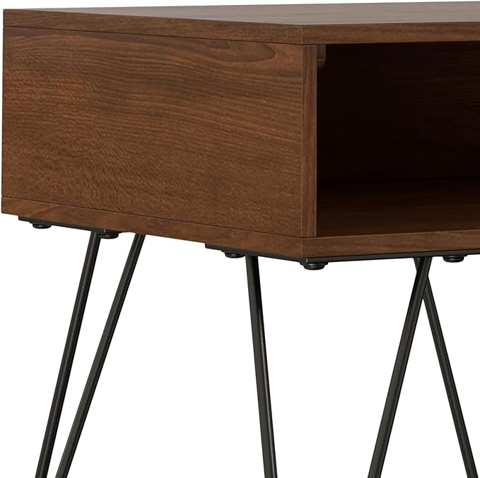 SIMPLIHOME Hunter End Table, 22 inch, Walnut Veneer - LeafyLoom