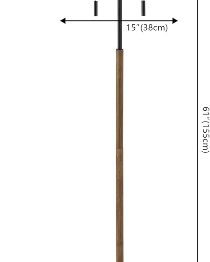 JONATHAN Y JYL1141A Maude 61" Rustic Farmhouse Iron Candlestick Pull Chains LED Floor Lamp Minimalist, Modern, Traditional, Designer, Office, Living Room, Dining Room, Bedroom, Brown Wood Finish/Black - LeafyLoom