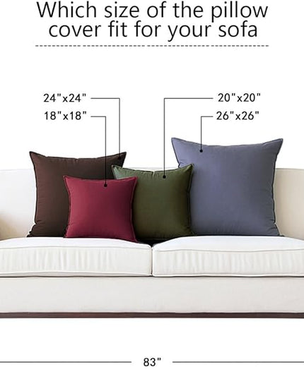 Jeanerlor Pack of 2 Natural Cotton Linen Soild Yellow Decorative Square 24 x 24 Inch Throw Pillow Covers Set Cushion Case for Bedroom/Sofa/Car(60 x 60cm) Light Linen - LeafyLoom