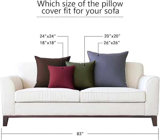 Jeanerlor Pack of 2 Natural Cotton Linen Soild Yellow Decorative Square 24 x 24 Inch Throw Pillow Covers Set Cushion Case for Bedroom/Sofa/Car(60 x 60cm) Light Linen - LeafyLoom