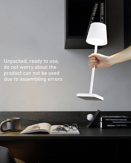 2 Pack Rechargeable Table Lamp, LED Cordless Desk Lamp, 5200mAh Battery Operated Table Light, 3 Color Stepless Dimming Up Waterproof for Coffee Table/Indoor/Outdoor (White 2Pack) - LeafyLoom