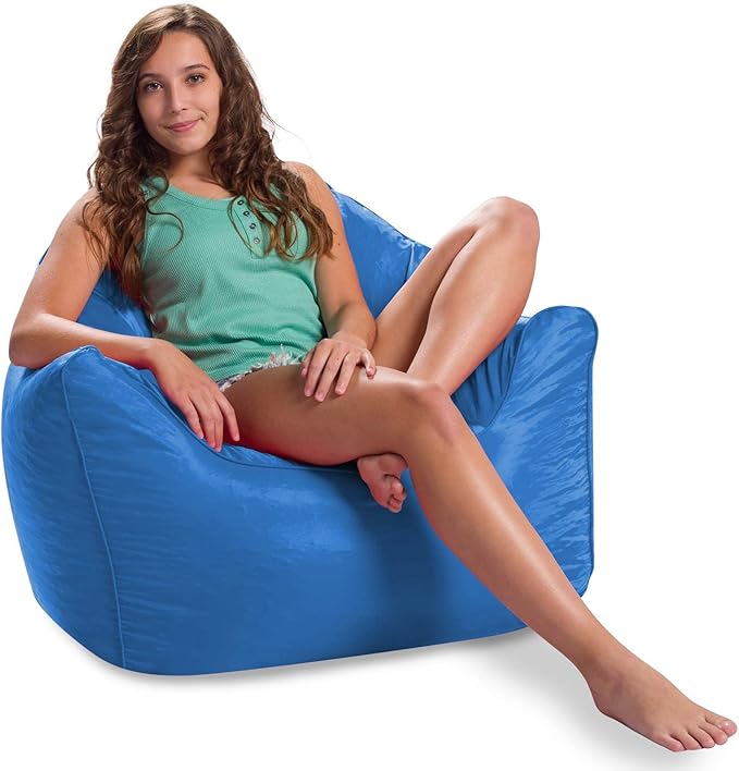 Posh Creations Structured Comfy Seat for Playrooms and Bedrooms, Large Bean Bag Chair, Malibu Lounge, Royal Blue - LeafyLoom