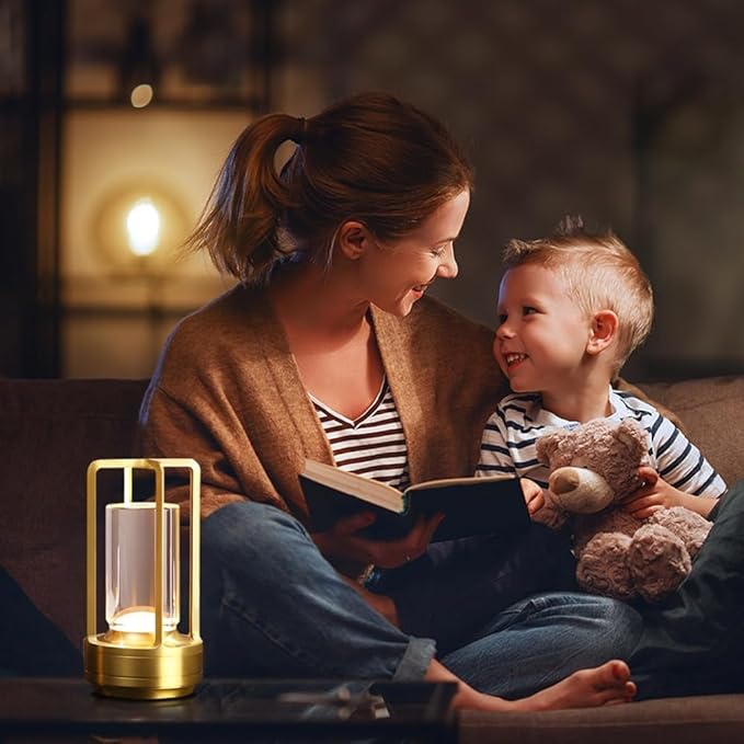Portable Metal Desk Lamp,Cordless LED Table Lamp,Touch Control Rechargeable Lamp,3-Levels Brightness Room Decor Desk Lamp,Bedside Lamp,Night Light (Light Gold) - LeafyLoom