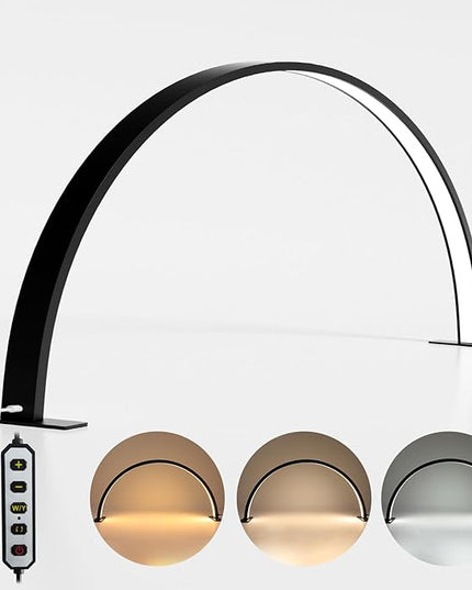 Charme Princesse 30in Half Moon Lamp 48W Half Moon Nail Desk Lamp 1600 Lumen LED Lash Light 3 Color Temperature Lash Lamp for Lashes Eyelash Extensions Tattoo Skin Care (Black) M18S-1-US - LeafyLoom