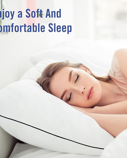 Hotel Collection Bed Pillows for Sleeping 2 Pack Standard Size Cooling Pillows Set of 2 for Back, Stomach or Side Sleepers, Super Soft Down Alternative Microfiber Filled Pillows - LeafyLoom