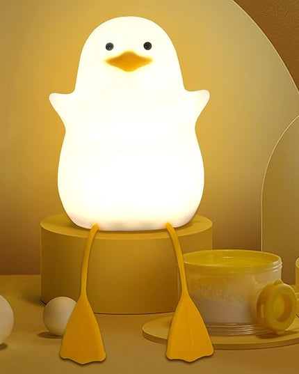 FULLOSUN Cute Night Light for Kids, Toddler, Duck Silicone Nursery Baby Nightlight, Kawaii Birthday Gifts for Room Decorations, Teen Girls Boys Child - Portable Squishy Battery Operated - LeafyLoom