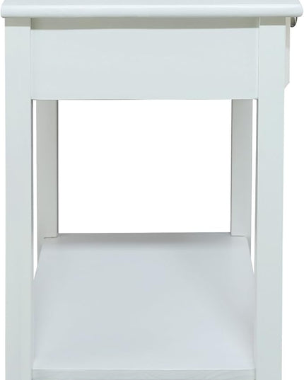 Casual Home Owl White Night Stand with USB Port , 17.5 in x 14.25 in x 24.5 in (W x L x H) - LeafyLoom