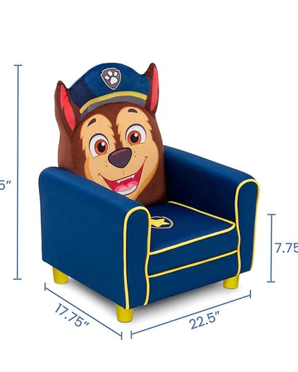 Delta Children Figural Upholstered Kids Chair, Nick Jr. PAW Patrol Chase,Wood, Blue - LeafyLoom