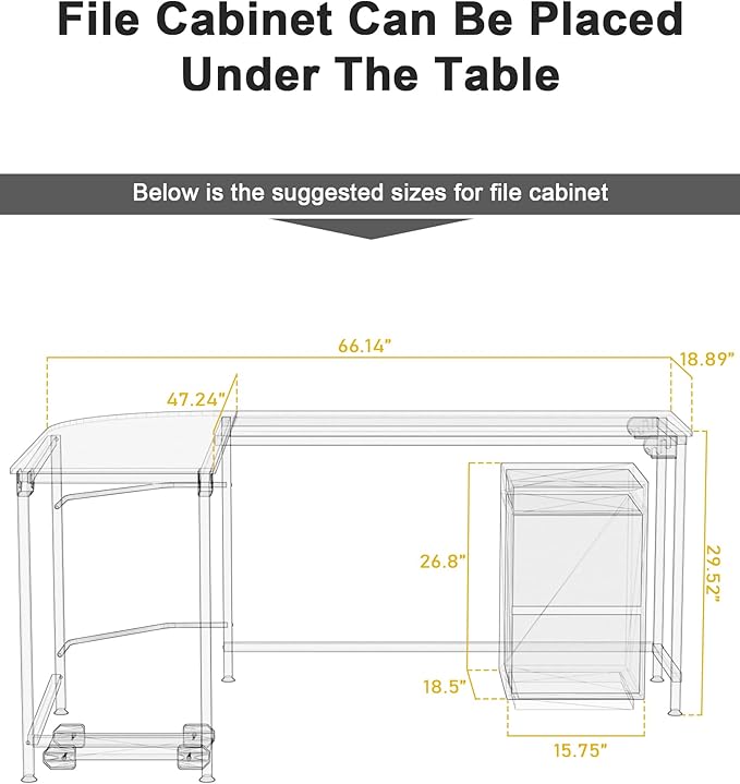Teraves Modern L-Shaped Desk 66'' Corner Computer Desk Home Office Study Workstation Wood & Steel PC Laptop Gaming Table - LeafyLoom