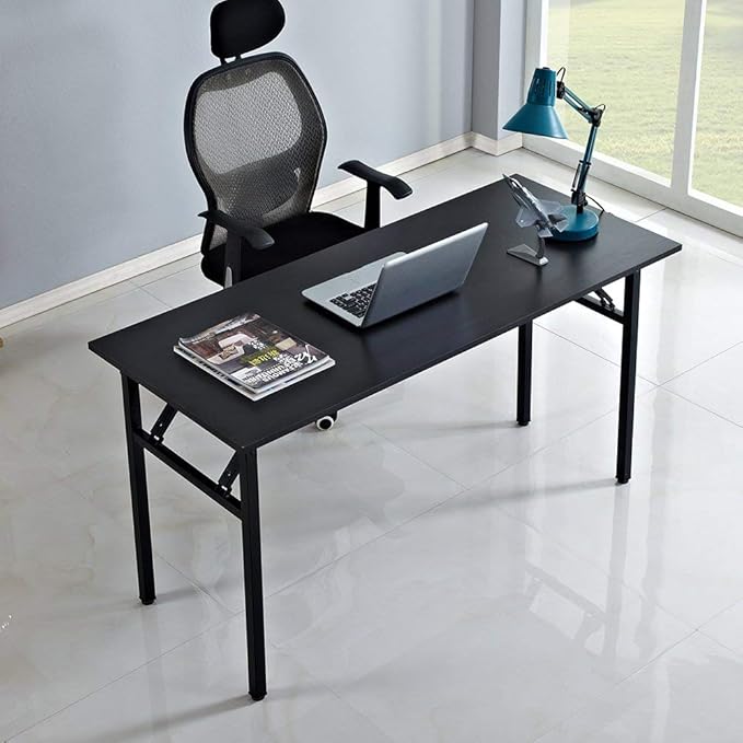 Computer Desk,55" Modern Simple Style Folding Tables,Home Office Writing Desk, Space Saving Foldable Table, No Install Needed - LeafyLoom