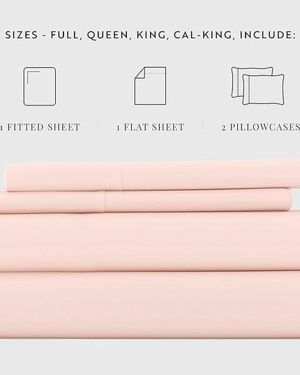 Linen Market Bed Sheets for Full Size Bed (Blush) - Sleep Better Than Ever with These Soft and Cooling Full Sheets - Deep Pocket Fits 16" Thick Beds - 4 Piece Full Sheet Set - LeafyLoom