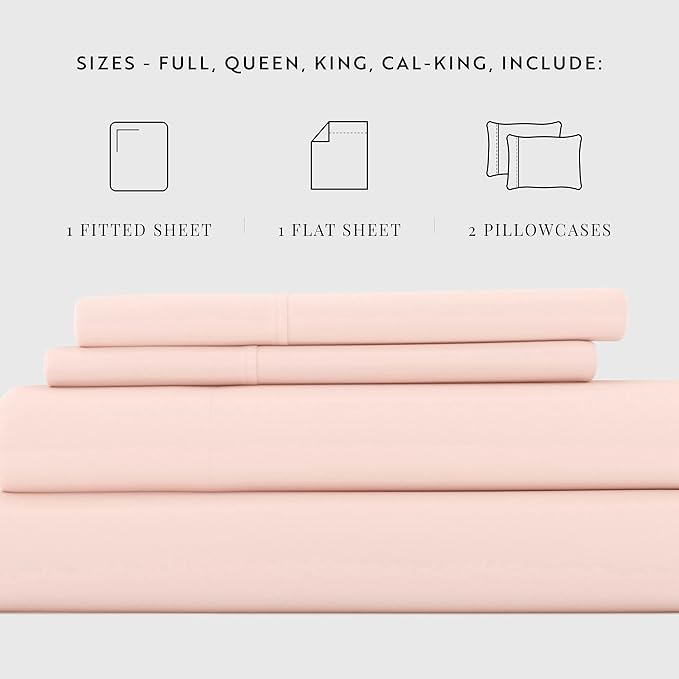 Linen Market Bed Sheets for Full Size Bed (Blush) - Sleep Better Than Ever with These Soft and Cooling Full Sheets - Deep Pocket Fits 16" Thick Beds - 4 Piece Full Sheet Set - LeafyLoom