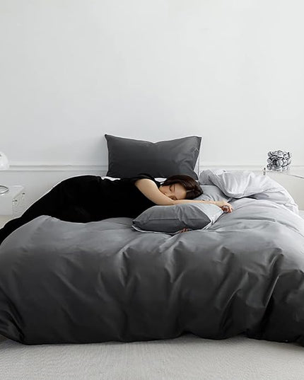 Gradient Gray Comforter Set Ombre White Gray Bedding Set King Women Aesthetic Comforter 3 PCs Gray Color Bed Comforter Set King Gradient White and Gray Comforter Set King Size - LeafyLoom