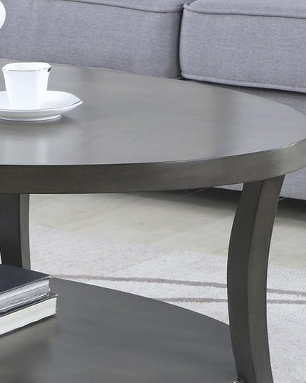 NicBex Coffee Table Wooden Coffee Table with Storage Oval Center Tables with Display Shelves Dining Table for Living Room, Dining Room, Office, and Bedroom,48" W, Gray - LeafyLoom