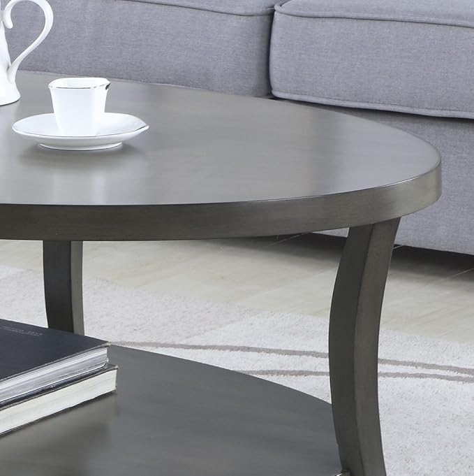 NicBex Coffee Table Wooden Coffee Table with Storage Oval Center Tables with Display Shelves Dining Table for Living Room, Dining Room, Office, and Bedroom,48" W, Gray - LeafyLoom