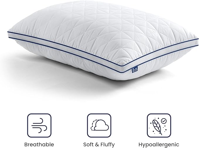 BedStory Pillows Queen Size Set of 2-Bed Pillows for Sleeping-Cooling Pillows with Mesh Design-Premium Soft Down Alternative Fill Supportive for Back, Stomach or Side Sleepers - LeafyLoom