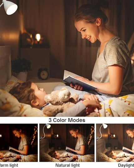 LED Desk Lamp Reading Lamp Clamp Lamp 3 Color Modes 10 Brightness Dimmer Table Lamp with Auto Off Timer Eye-Caring Office Lamp　360° Flexible Gooseneck Clip，AC Adapter Include,White (White) - LeafyLoom
