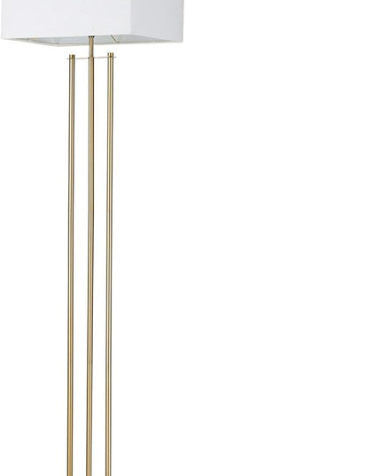 Globe Electric 67775 62" Floor Lamp, Matte Brass, White Linen Shade, Floor Lamp for Living Room, Floor Lamp for Bedroom, Home Improvement, Reading Lamp, Home Office Accessories, Home Décor - LeafyLoom