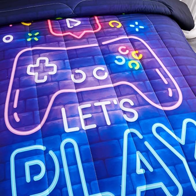 Kids Comforter Set for Boys,Gamer Bedding Sets for Boys,Teen Boy Comforter Set Full,Boys Full Bedding Set,Gaming Comforter Sets Including 1 Gaming Comforter&2 Pillowcases - LeafyLoom