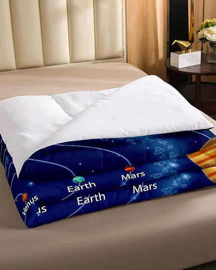 Solar System Comforter Set Queen Galaxy Bedding Set Outer Space Down Comforter Kids Boys Girls Starry Sky Universe Planets Duvet Set Room Decor Super Soft Astronomy Quilt Duvet Insert, Blue - LeafyLoom