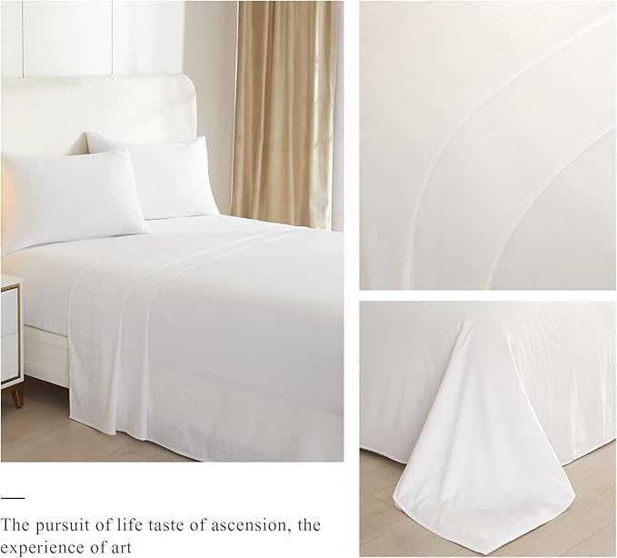 HighBuy Luxury Soft King Size Sheet Set - Breathable & Cooling Sheets - Hotel Quality Bed Sheets King - Extra Soft - Deep Pockets 16 Inch - Easy Fit - 4 Piece Set - Wrinkle Free King Sheets,White - LeafyLoom