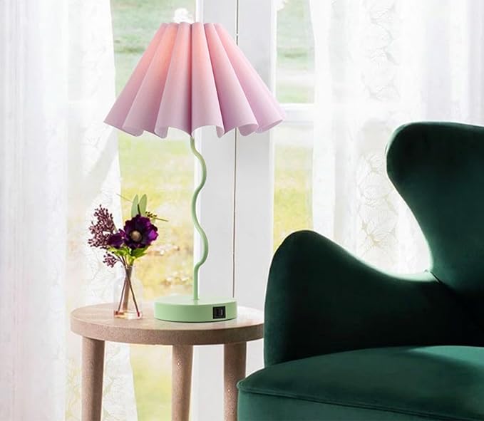 Table Lamps for Bedroom Modern Single Table Lamp for Night Stands Beside Lamps Living Room End Table Lamp (Green) - LeafyLoom